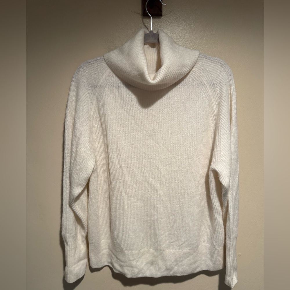 Quince Ivory Baby Alpaca-Wool Blend Turtleneck Sweater Cozy Luxury Soft Size XL - Picture 2 of 10